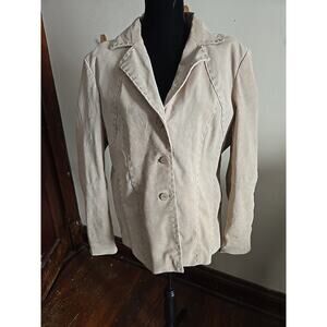 C19 Bernardo Genuine Suede Leather Jacket Size XL Tan Lined Button Up Stitching